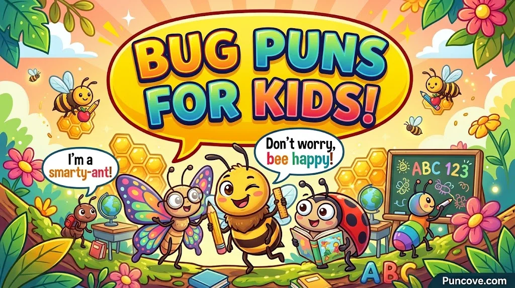 Clean Bug Puns for Kids, Classrooms and Captions