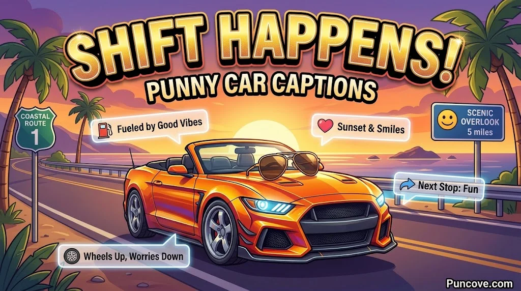 Punny Car Captions & Slogans for Instagram & Social Media