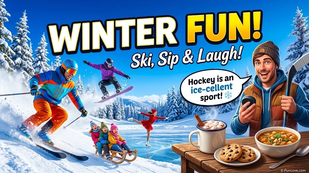 Winter Sports, Food & Cozy Season Puns