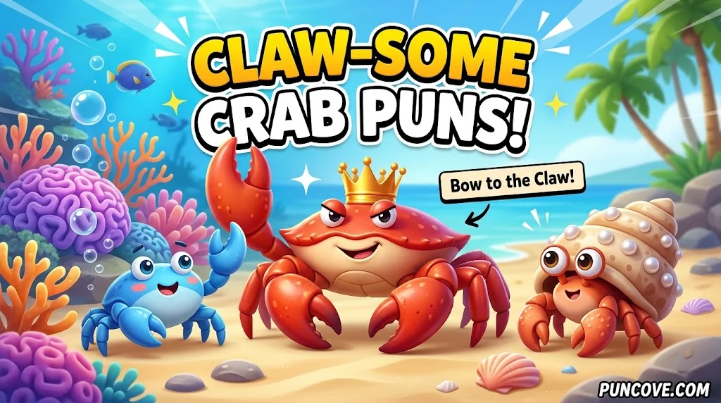 Hermit Crab, King Crab, and Blue Crab Puns